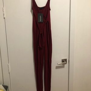 Burgundy front wrap jumpsuit